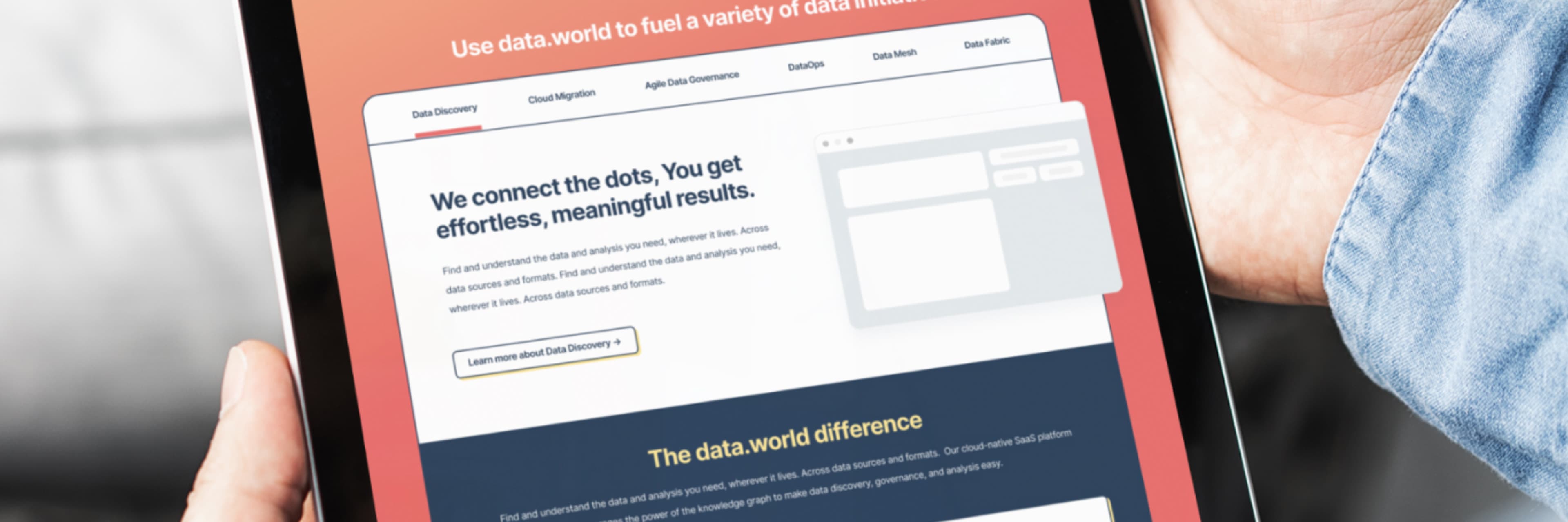 data.world website redesign — clean, intuitive navigation for data professionals